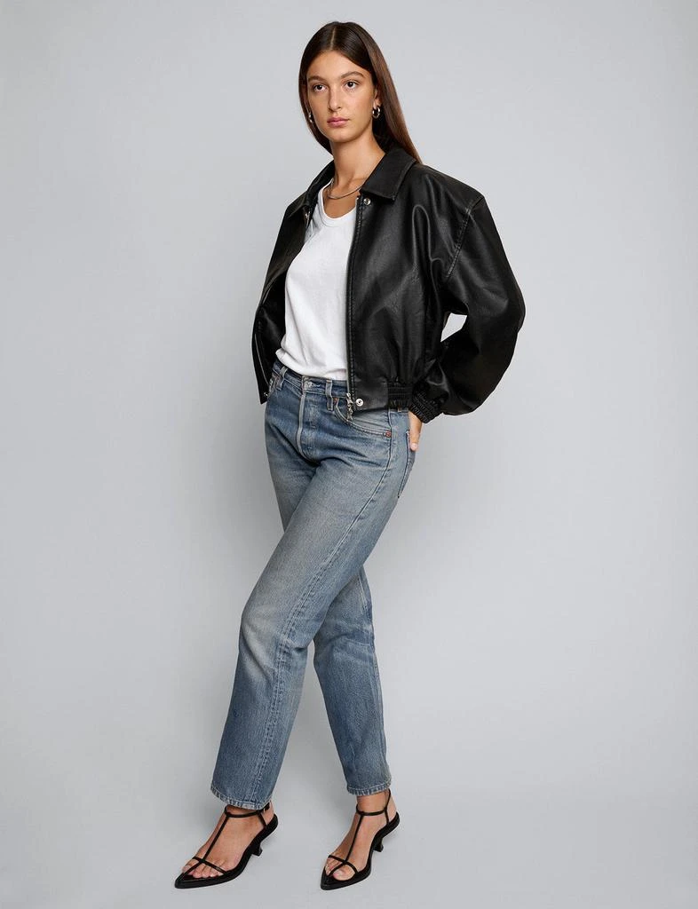 Pixie Market Padded Crop Black Leather Jacket 2