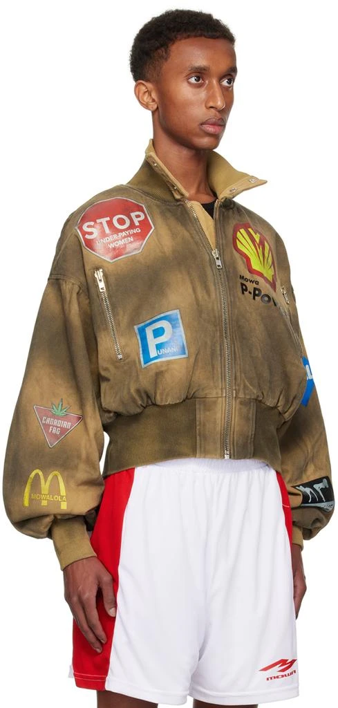 Mowalola Brown Crash Denim Bomber Jacket 2