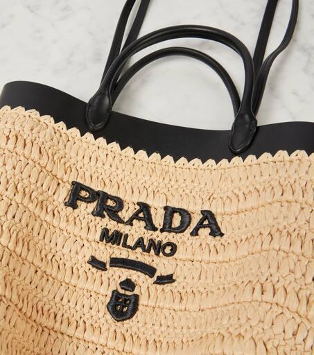 RAFIA EFFECT SMALL LOGO TOTE