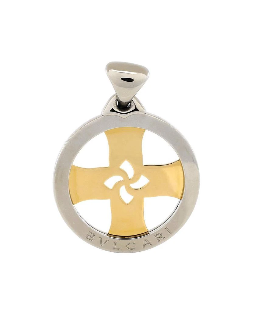 Pre-Owned Bvlgari Tondo Cross Pendant Stainless Steel with 18K Gold 1