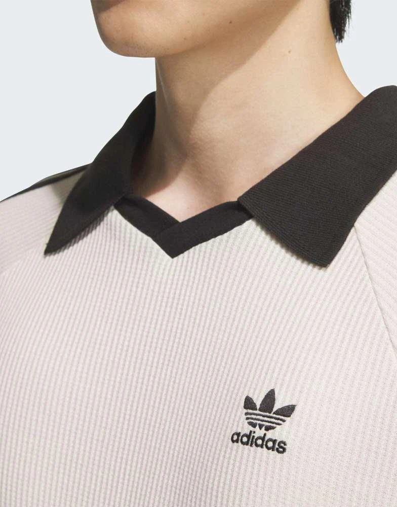 Adidas adidas Originals Waffle short sleeve polo shirt in wonder white 3