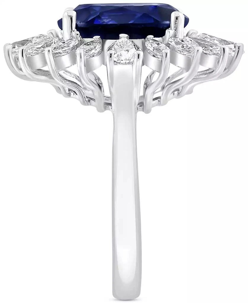 Effy EFFY® Lab Grown Sapphire (4-1/2 ct. t.w.) 
Lab Grown Diamond (1-5/8 ct. t.w.) Halo Ring in 14k White Gold 4