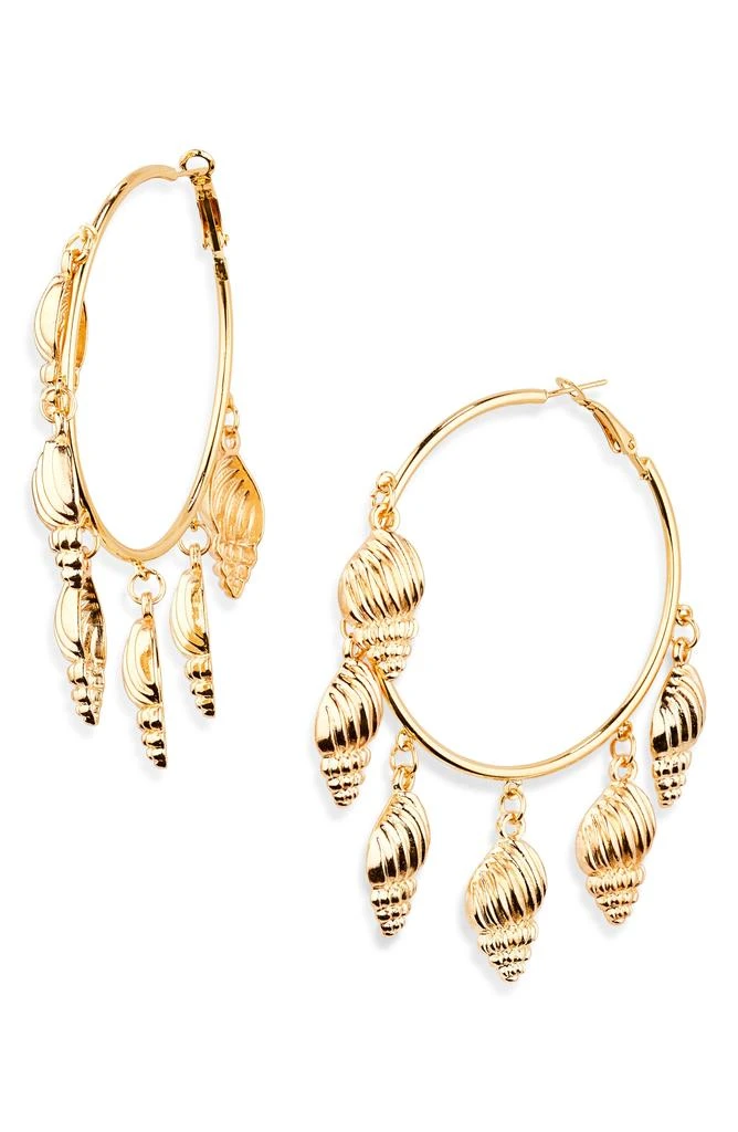 Tasha Shell Drop Hoop Earrings