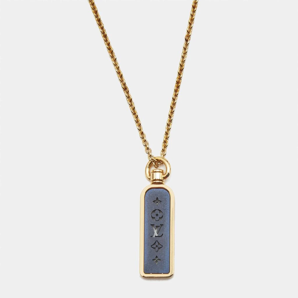 Louis Vuitton Louis Vuitton Les Gastons Vuitton Small Blue PVD Titanium 18k Yellow Gold Tag Pendant Necklace