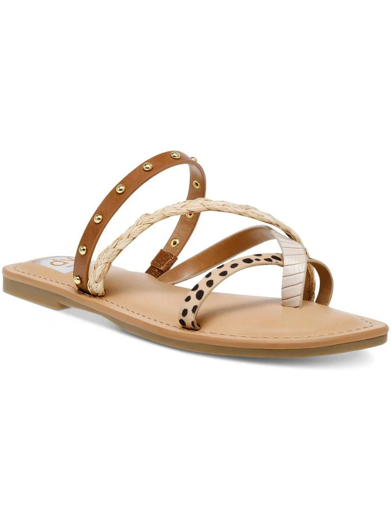 Dolce Vita Jessa Womens Faux Leather Studded Slide Sandals 4
