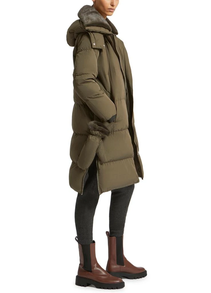 YVES SALOMON Long puffer coat made from a waterproof technical fabric with a mink collar 5