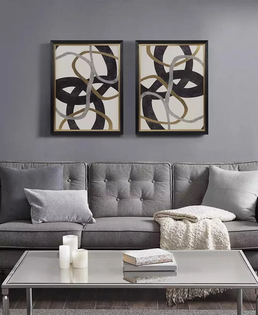 Martha Stewart Moving Midas Abstract Foil Framed Canvas Set, 2 Piece 3