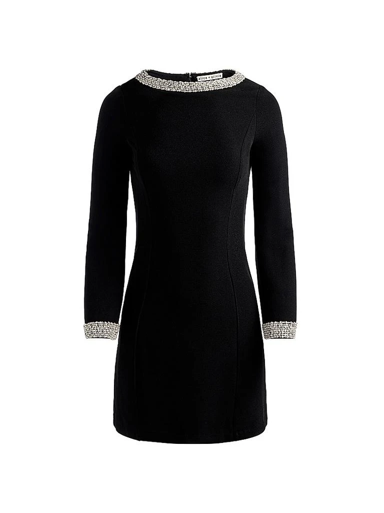 Alice + Olivia Mailynn Embellished-Trim Bell-Sleeve Minidress