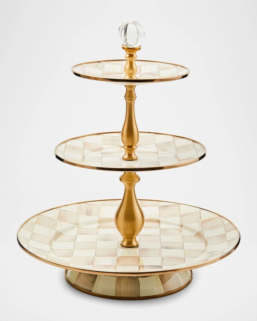 MacKenzie-Childs Mocha Check Three-Tier Sweet Stand 1