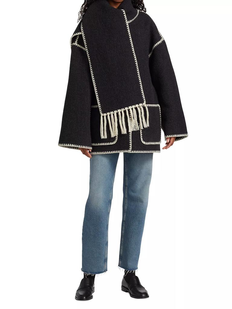 Toteme Embroidered Wool-Blend Scarf Jacket