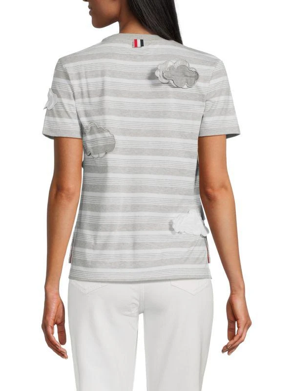 Thom Browne Cloud Appliqué Striped Cotton T-Shirt 2