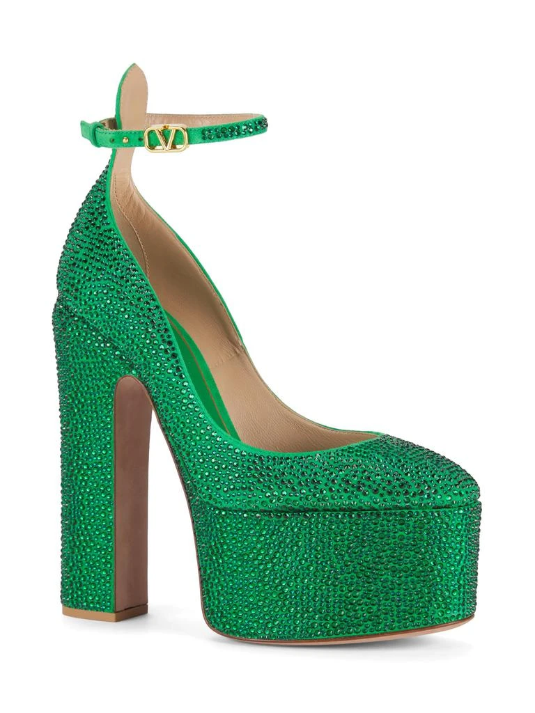 Valentino 155MM Crystal-Embellished Leather Platform Ankle-Strap Pumps 2
