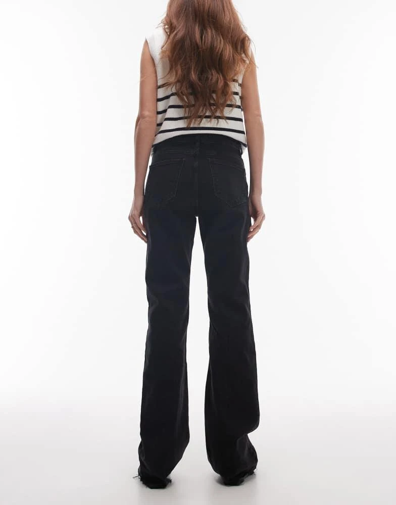 Mango Mango raw hem flare leg jeans in mid black 2