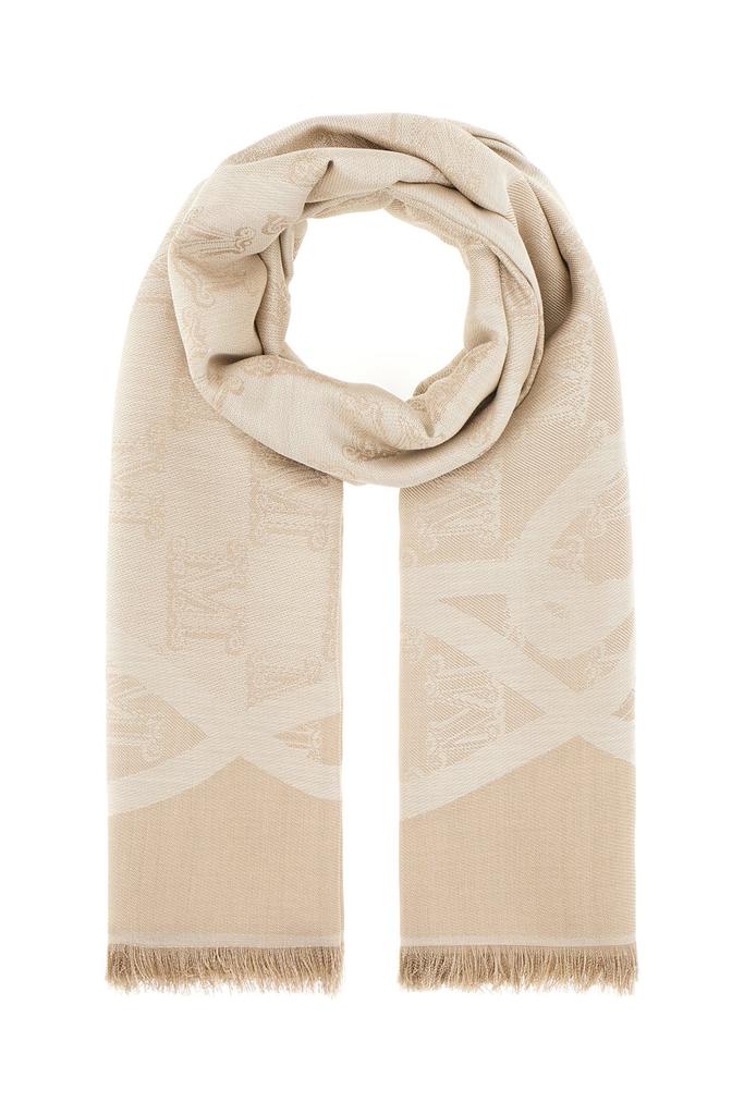 【送料&関税込】Max Mara Logo Embroidered Fringed Scarf Max Mara Max Mara Logo Embroidered Fringed Scarf