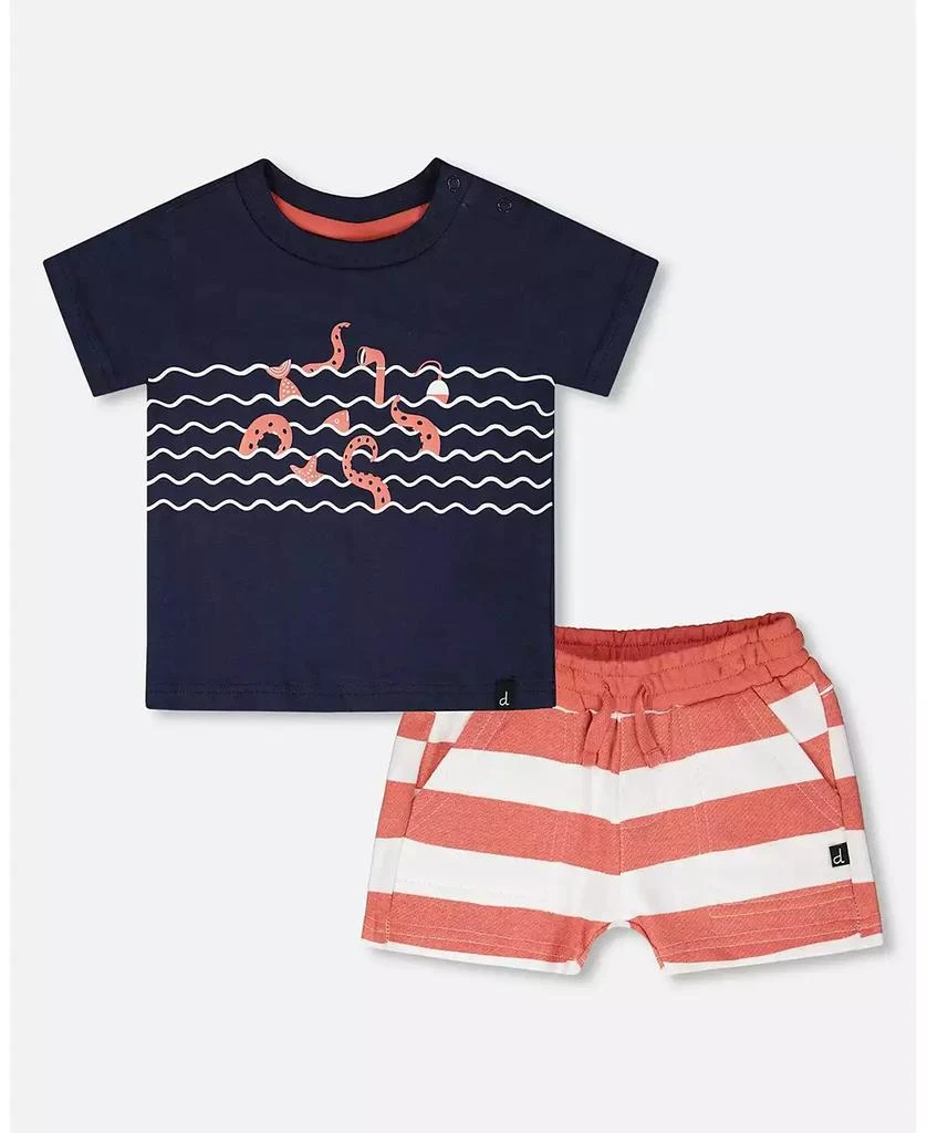 Deux par Deux Toddler Boys Cotton T Shirt and Shorts Set