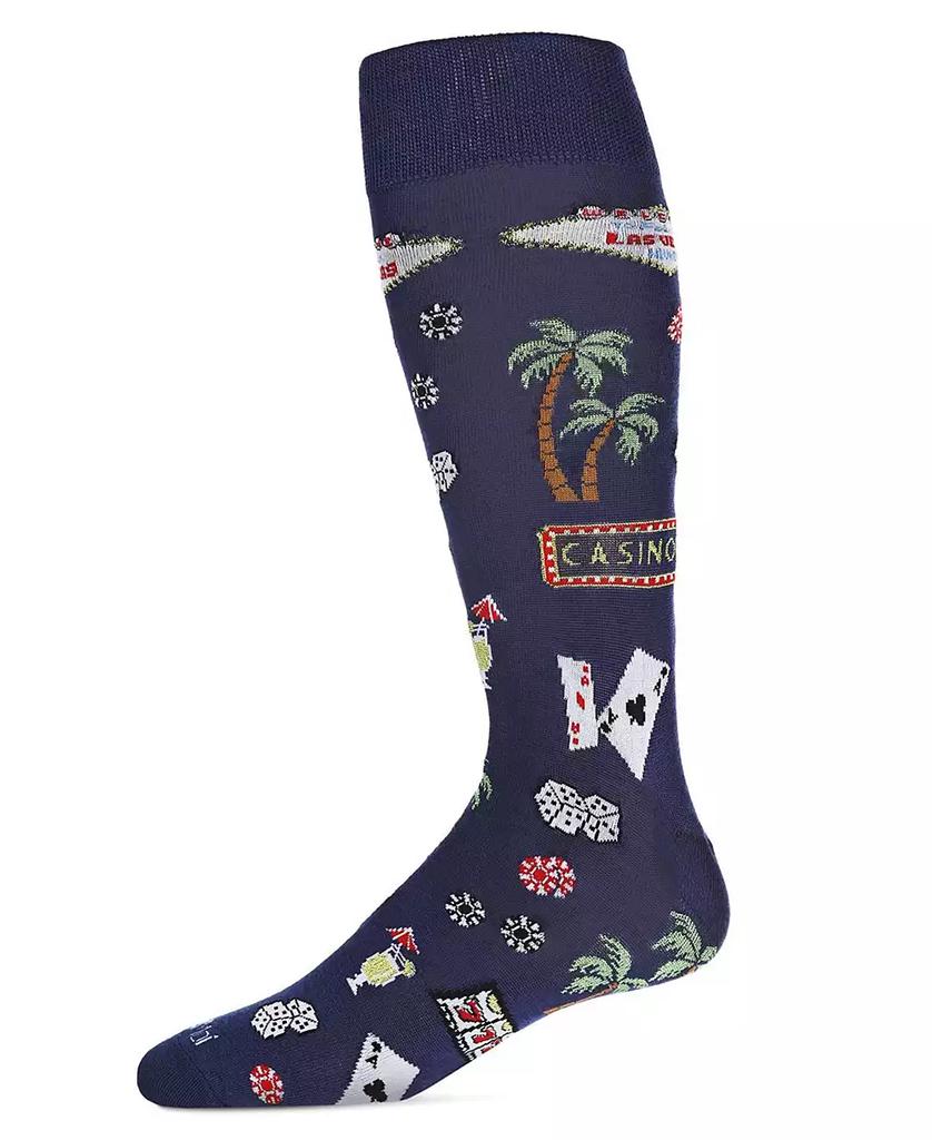 Memoi Men's Viva Las Vegas Rayon from Bamboo Novelty Crew Socks