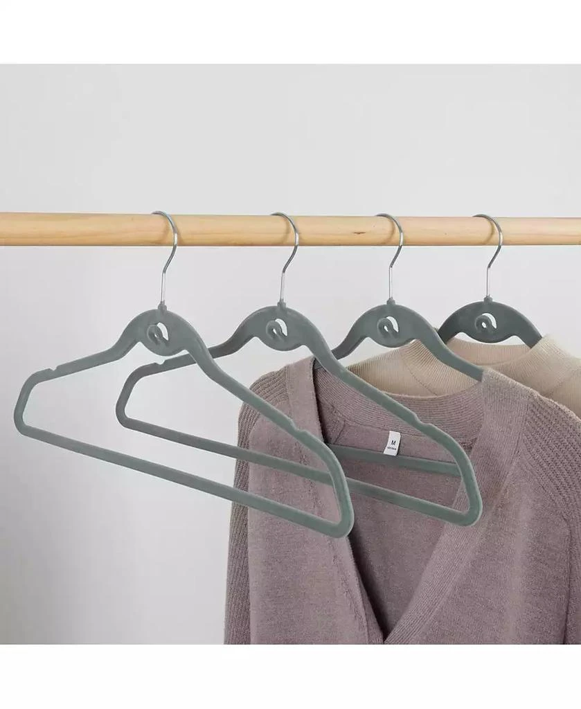 Trio Essentials 20PK Heavy Duty Velvet Hangers with Cascade Hook, 360 Degree Rotatable Hook Grey 2
