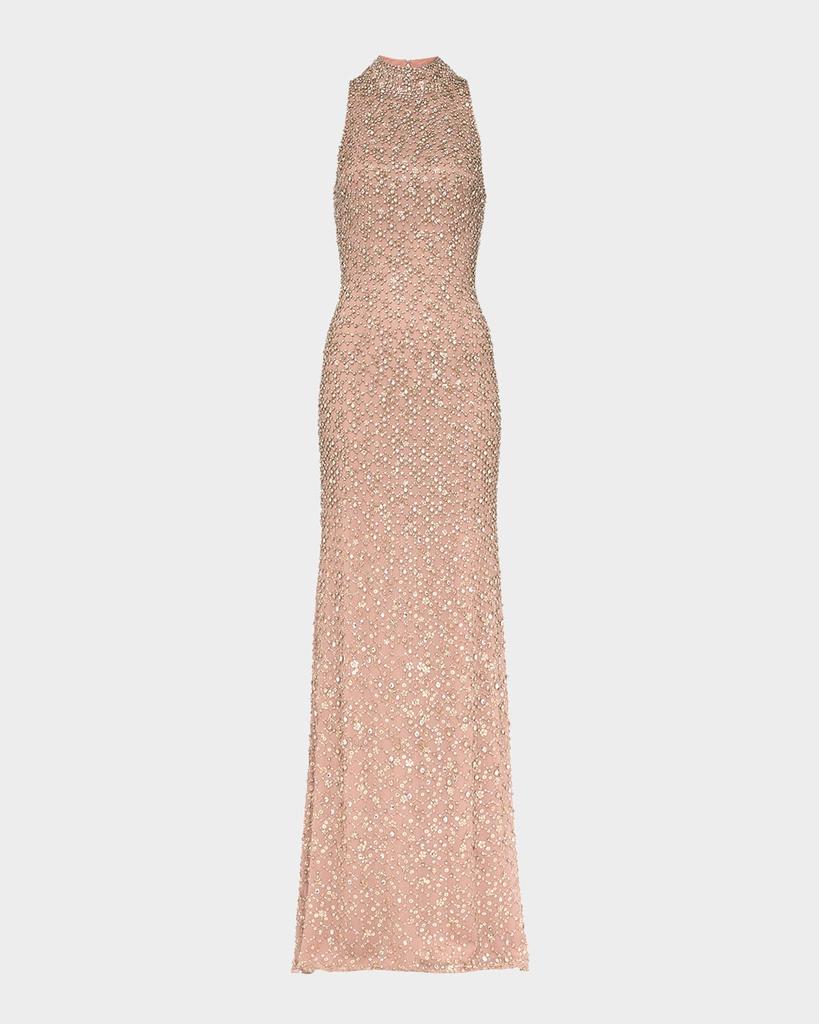 Jenny Packham Juno Crystal Mock-Neck Sleeveless Gown