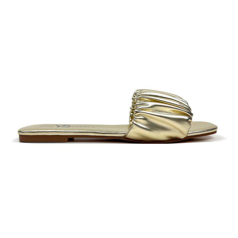 Yosi Samra Naomi Ruched Sandal In Gold