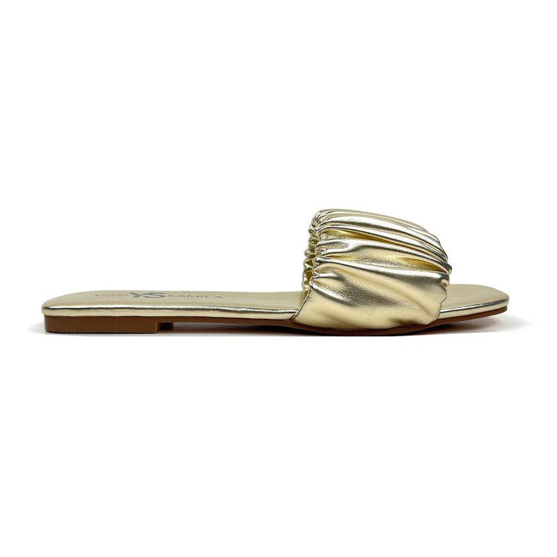 Yosi Samra Naomi Ruched Sandal In Gold 1