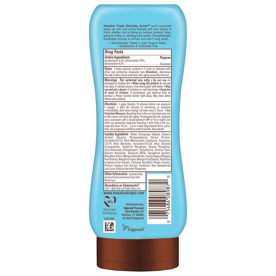 Hawaiian Tropic Everyday Active Lotion Sunscreen Broad Spectrum SPF 30 Light Tropical