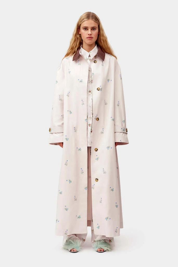 Sleeper Yason Flower Trench Coat in Beige