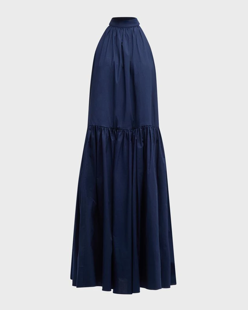 Staud Marlowe Halter Neck-Tie Cotton Poplin Midi Dress 1