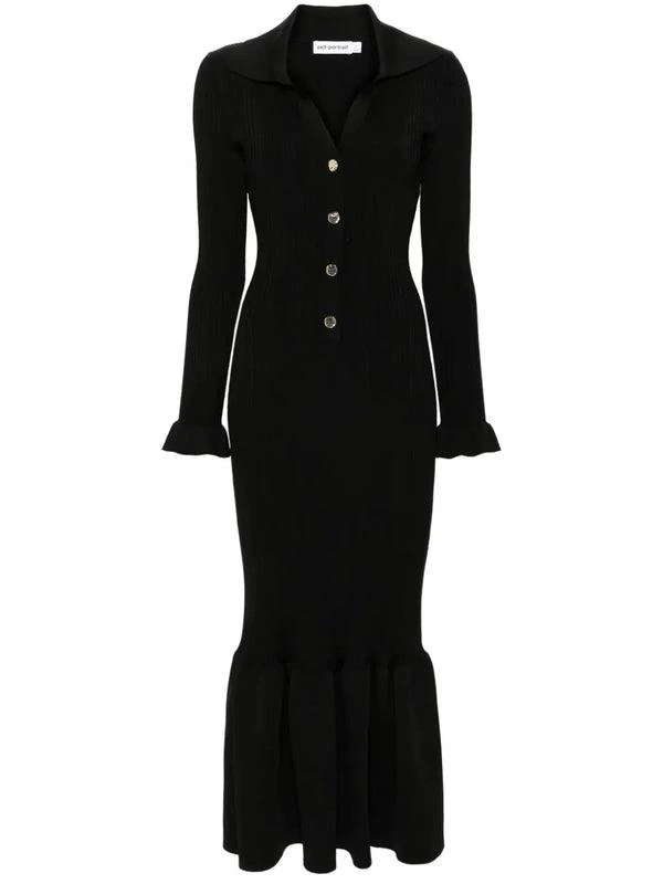 Self Portrait Ribbed knit midi dress 1