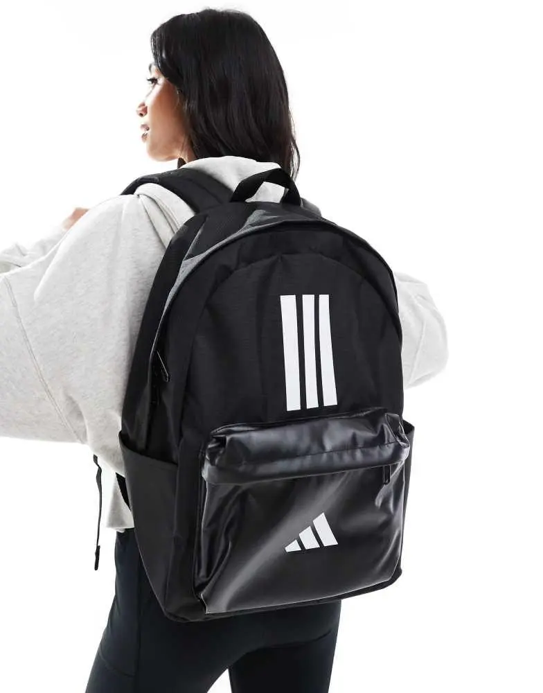 Adidas adidas Training 3 stripe pocket backpack in black - Backpacks - BeyondStyle Adidas adidas Training 3 stripe pocket backpack in black - Backpacks - BeyondStyle