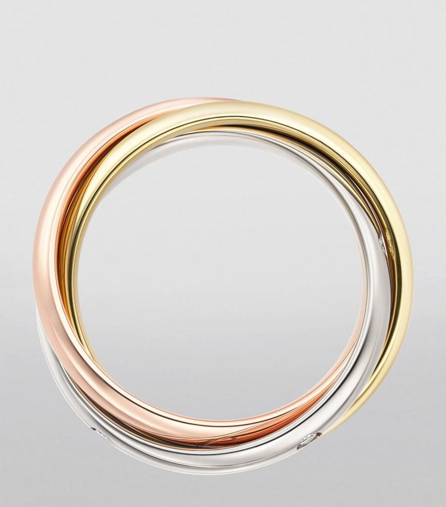 Cartier Medium White, Yellow, Rose Gold and Diamond Trinity Ring 2