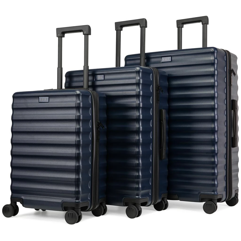 ELLE Excursion 3 Piece Expandable Chic Spinner Luggage Set | Navy 1