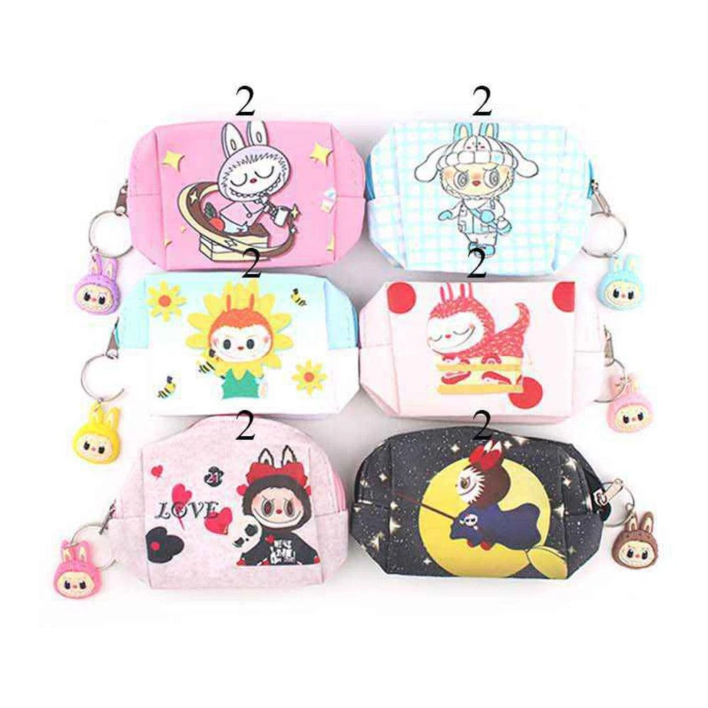 FASHNZFAB 12PCS - Cute Monster Bunny Character Printed Keychain Mini Pouch Bags 2