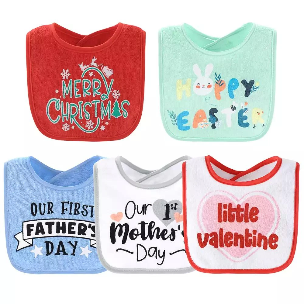 The Peanutshell Baby Boys New Holiday Terry Bib 10 Pack Set 7