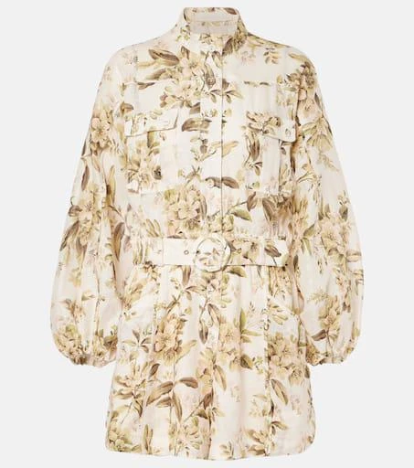 Zimmermann Floral belted linen jumpsuit 1