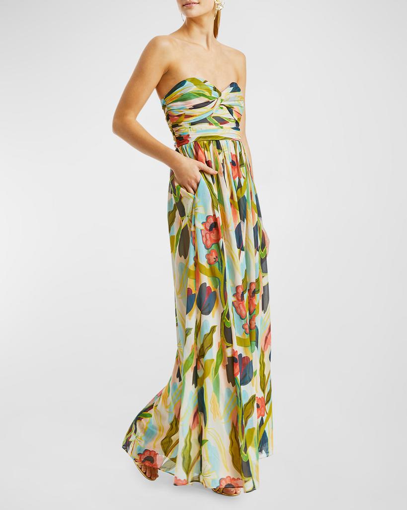 Mestiza New York Soledad Strapless Floral-Print Gown