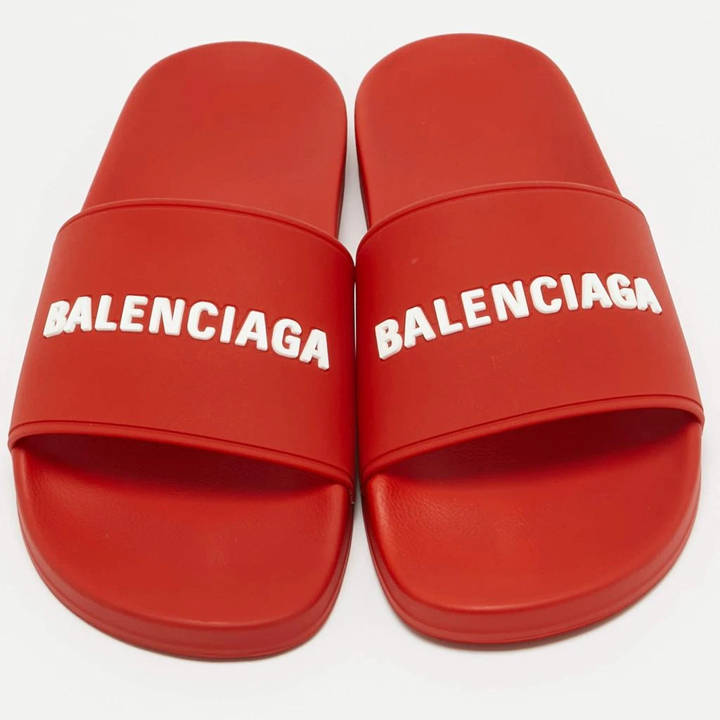 Balenciaga Balenciaga Red Rubber Logo Pool Slides Size 42 3