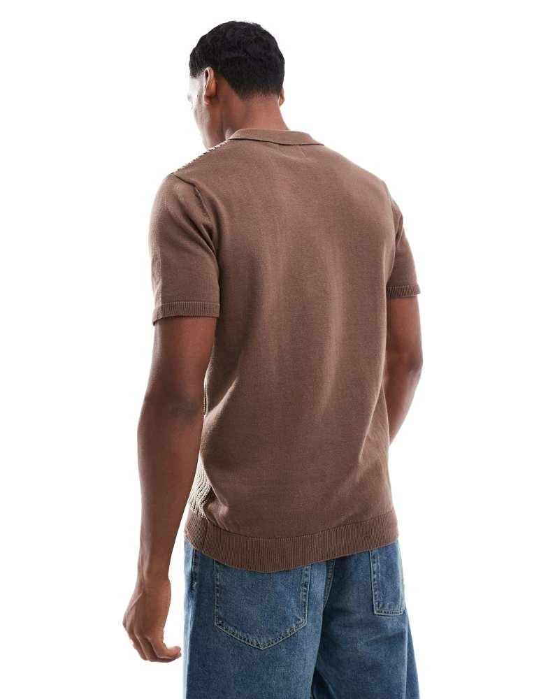 Brave Soul Brave Soul Knitted short sleeve shirt in brown 4
