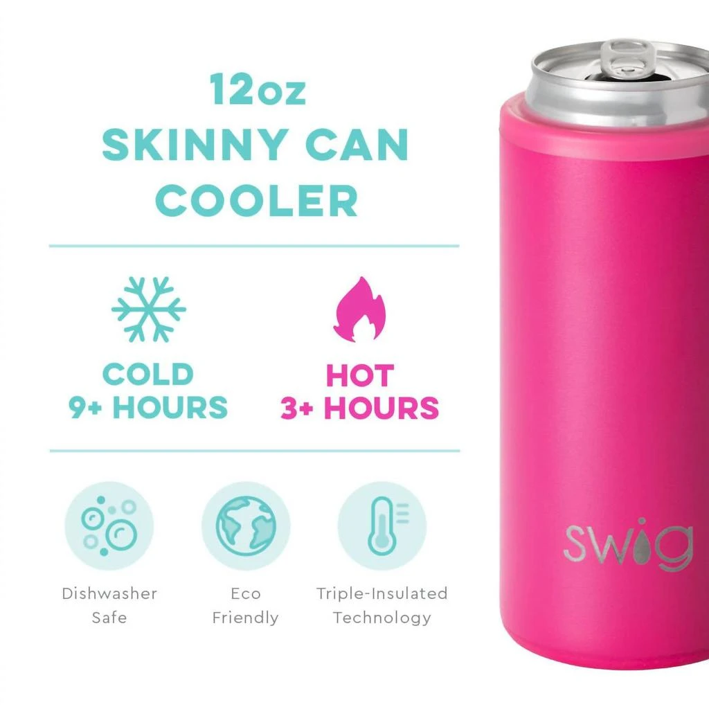 swig LIFE Skinny Can Cooler - 12 Oz In Matte Hot Pink 2