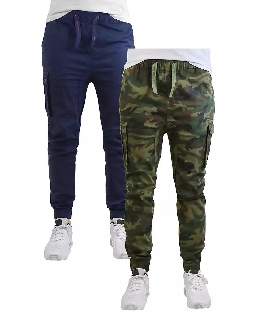 Galaxy By Harvic Men's Cotton Stretch Twill Cargo Joggers, Pack of 2 2