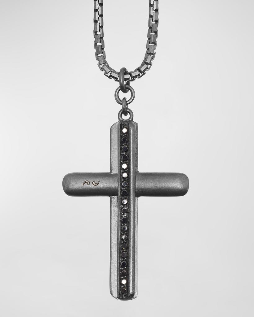 Marco Dal Maso Men's Acies Triple Black Diamond Cross Pendant Necklace