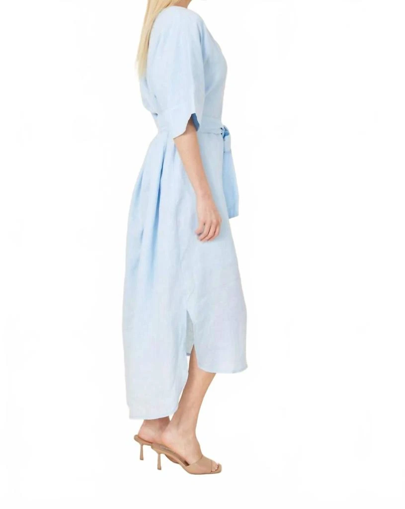knee length dresses for ladies Willow Cap Sleeve Chambray Belted Midi Dress – Inherit Co main image 1