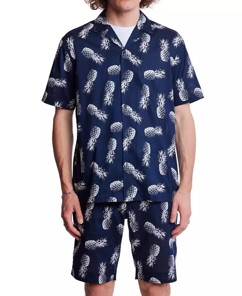 Paisley & Gray Men's Slim Fit Short Sleeve Pineapple Print Button Front Camp Shirt 1