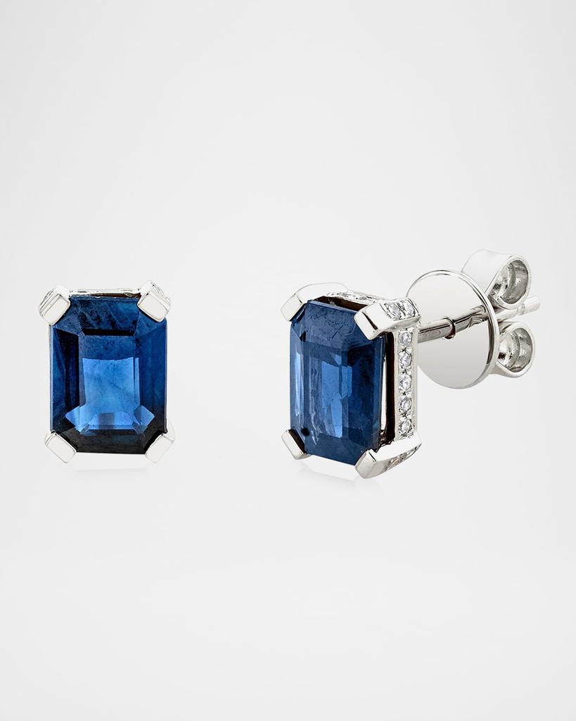 SHAY Blue Sapphire Rectangular Stud Earrings