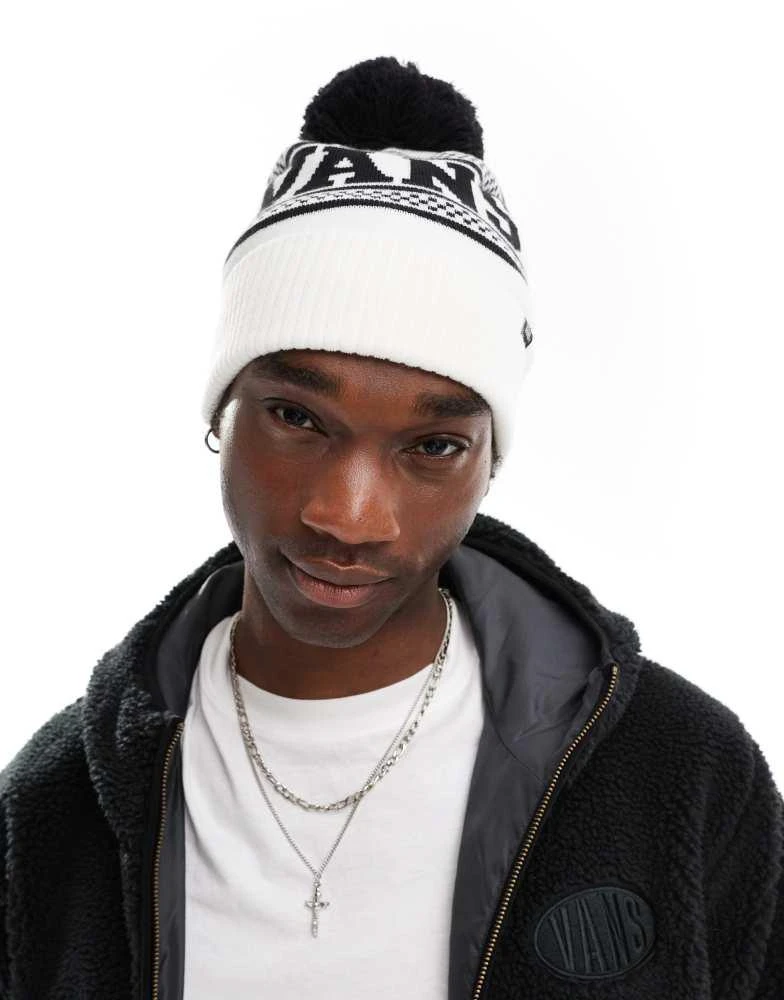 Vans Vans check pop beanie in off white and navy 2