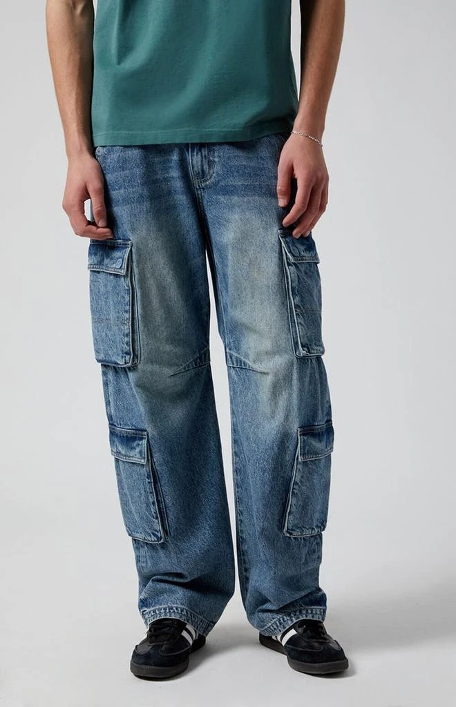 PacSun Mason Baggy Barrel Jeans Cargo Dark Indigo 1