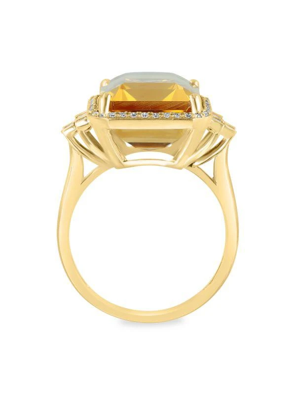 Effy 14K Yellow Gold, Citrine & Diamond Halo Ring 2