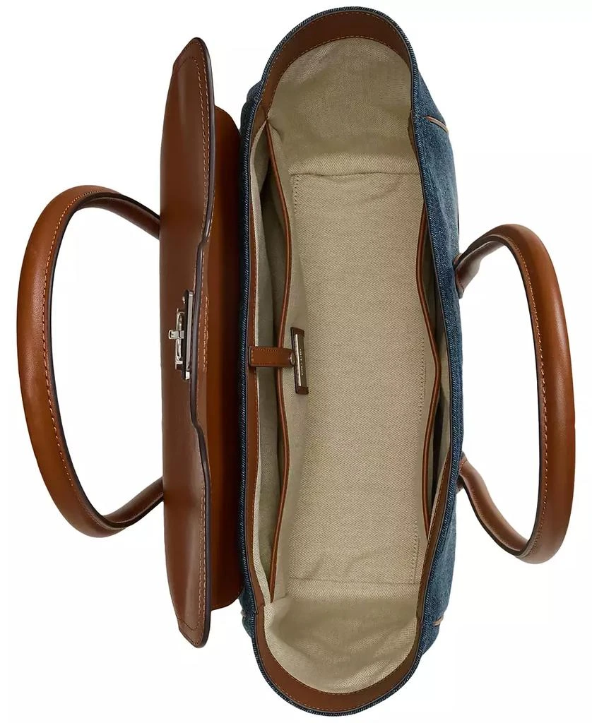 Ralph Lauren Washed Denim Extra-Large Tanner Satchel 6