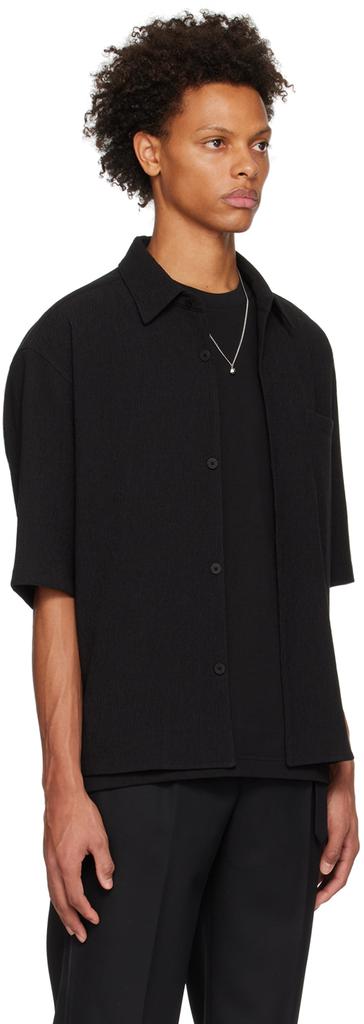 Solid Homme Black Spread Collar Shirt