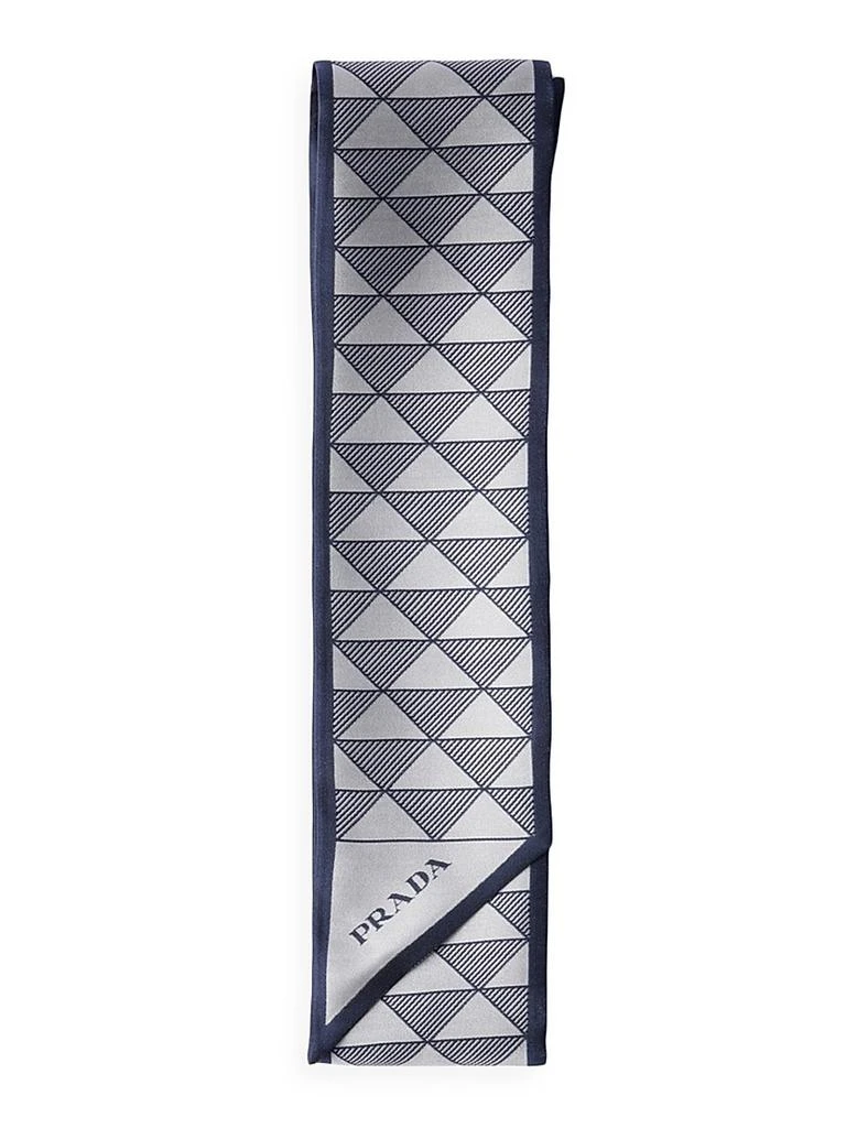 Prada Skinny Printed Silk Twill Rectangular Scarf 1
