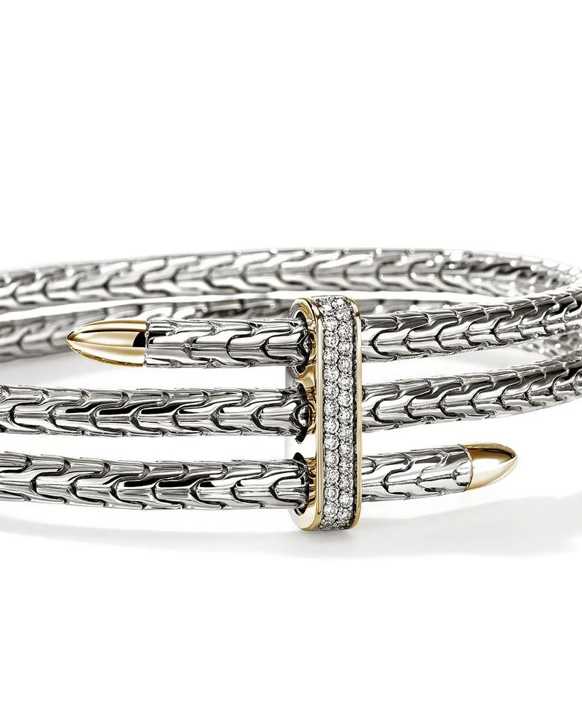 John Hardy Sterling Silver & 14K Yellow Gold Diamond Spear Triple Flex Cuff Bracelet 4